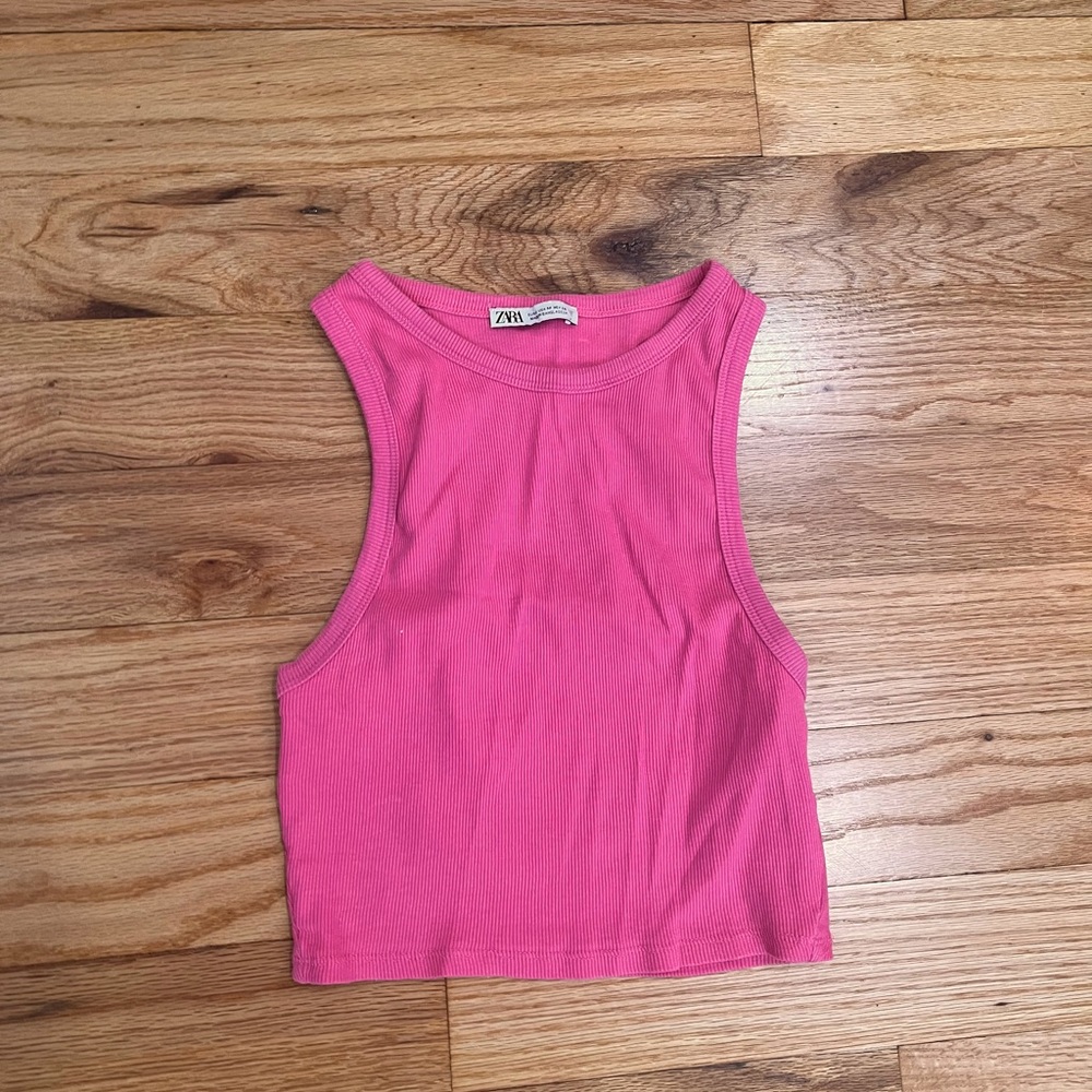 Bright pink tank top